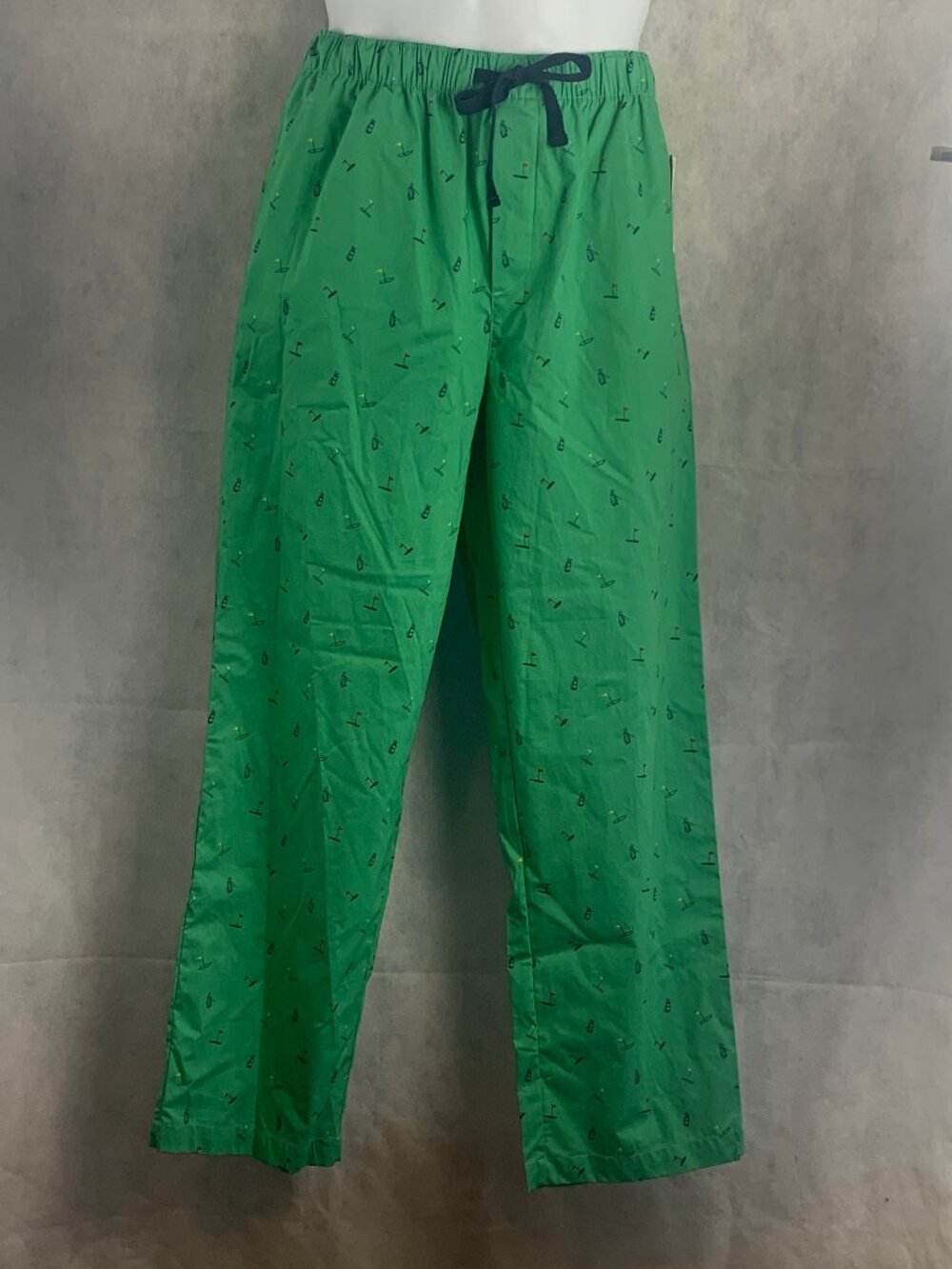 Club Room Men's Woven 100% Cotton Lounge Pajama Pants, Green Golf Course, Small